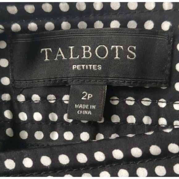 Talbots Petite Pants Women 2p Polka Dots Signature Black And White B&W 2P - Picture 8 of 10